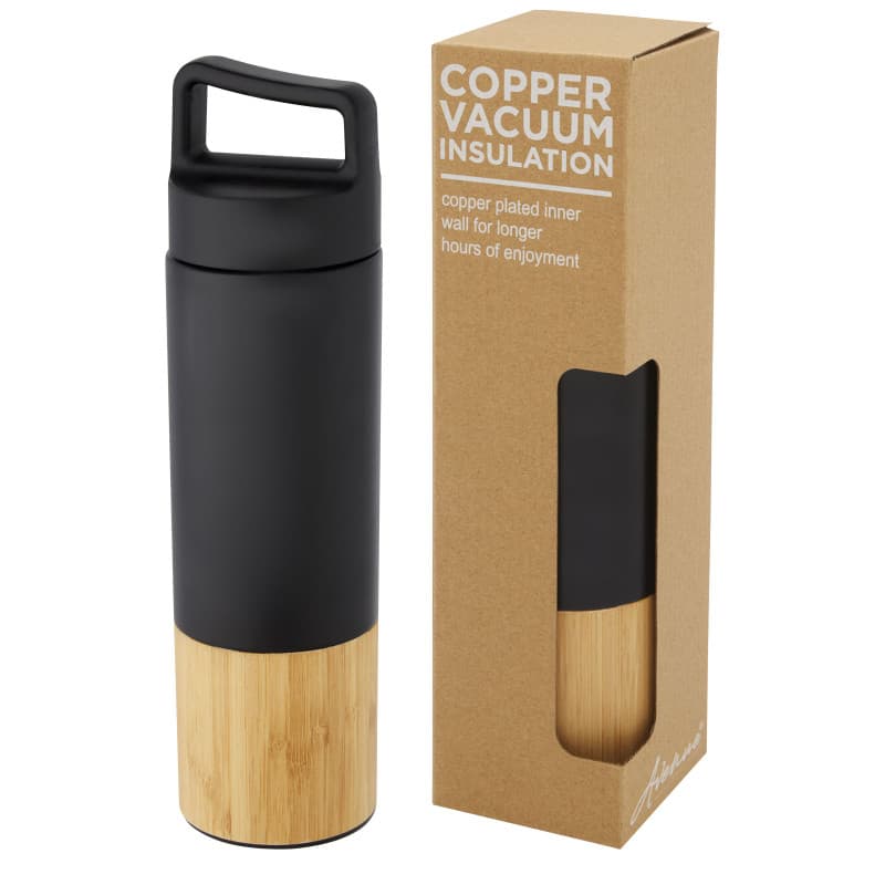 Vakuumisolerad Kopparflaska 540ml med Yttervägg av Bambu