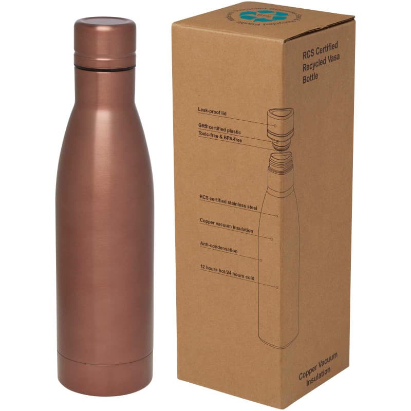 RCS-certifierad Kopparvakuumisolerad Flaska 500ml av Återvunnet Rostfritt Stål