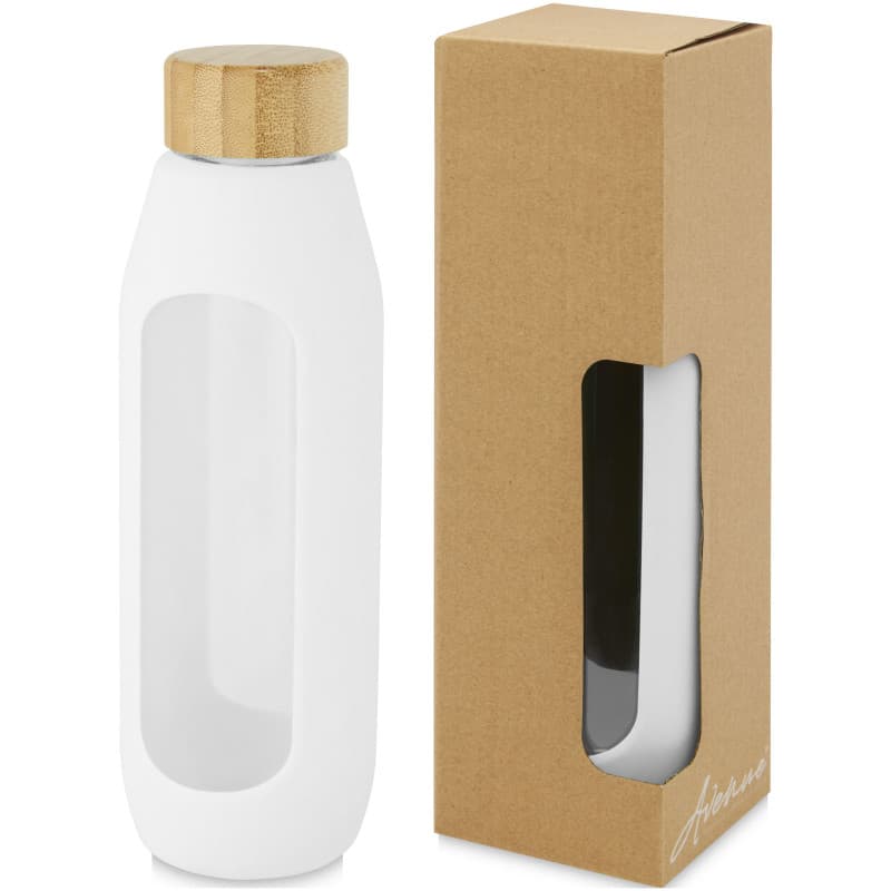 Glasflaska 600ml med Silikongrepp och Bambulock