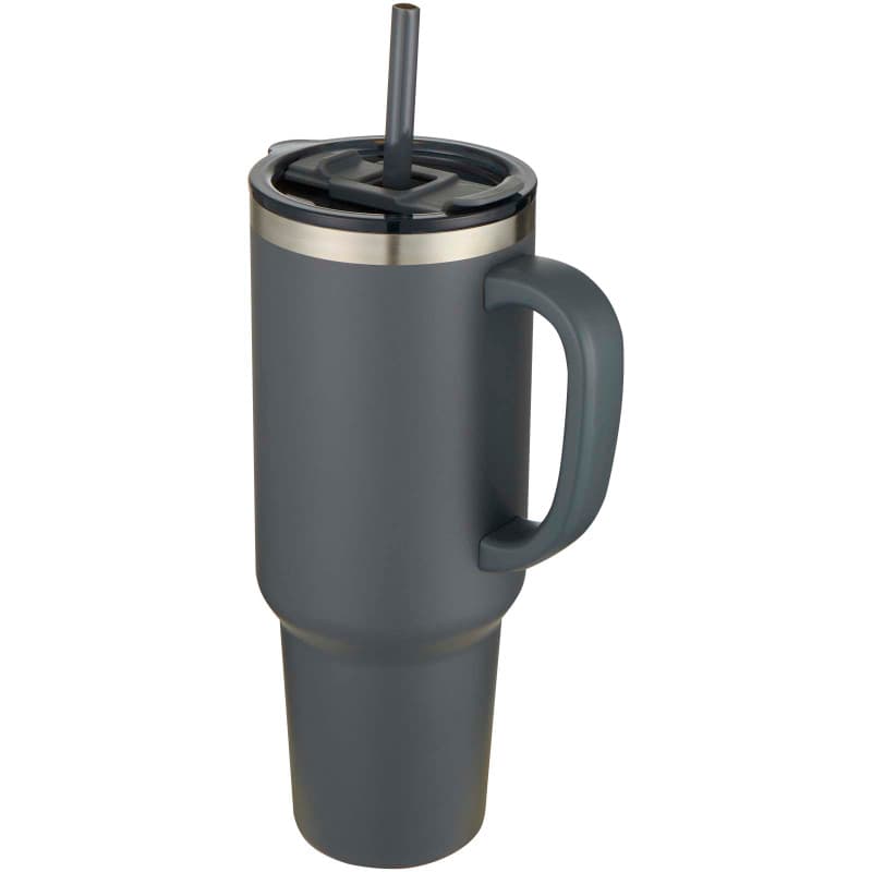 Vakuumisolerad Mugg 1200ml med Sugrör av Återvunnet Material