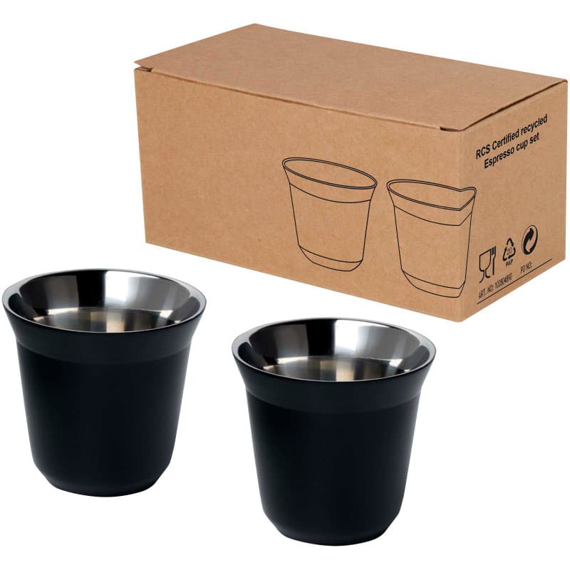 Dubbelväggiga Espressokoppar 80ml av Rostfritt Stål