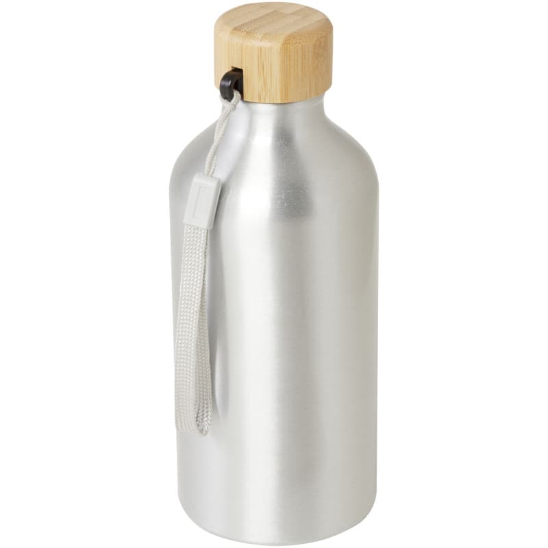 Vattenflaska 500ml med Bambulock av Återvunnen Aluminium