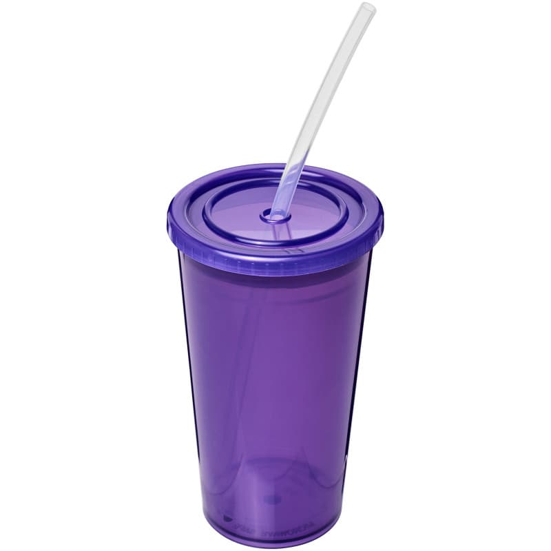 Dubbelväggig Dryckesmugg 350ml med Sugrör
