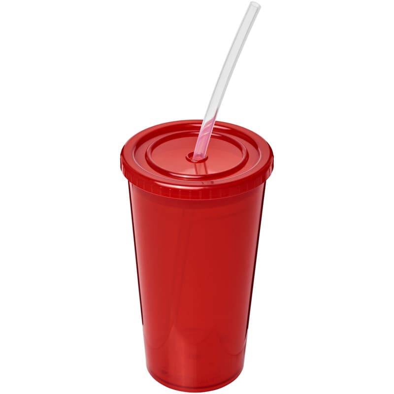 Dubbelväggig Dryckesmugg 350ml med Sugrör