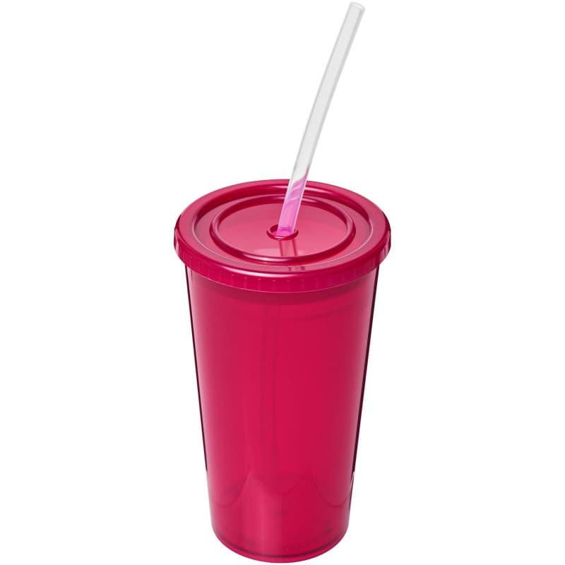 Dubbelväggig Dryckesmugg 350ml med Sugrör