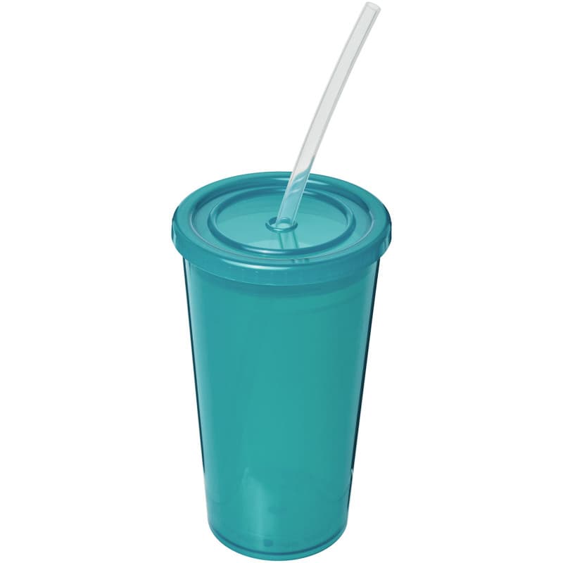 Dubbelväggig Dryckesmugg 350ml med Sugrör