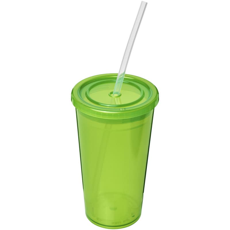 Dubbelväggig Dryckesmugg 350ml med Sugrör