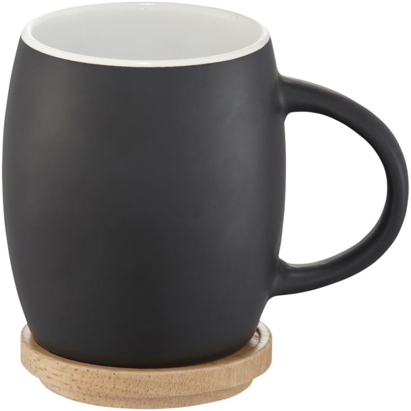 Bild på Keramikmugg 400ml med Trälock och Underlägg utan tryck